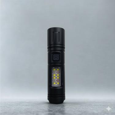 Imagem de Lanterna Recarregável com Luz Lateral Led Branca e Vermelha Multifuncional Usb Utimix
