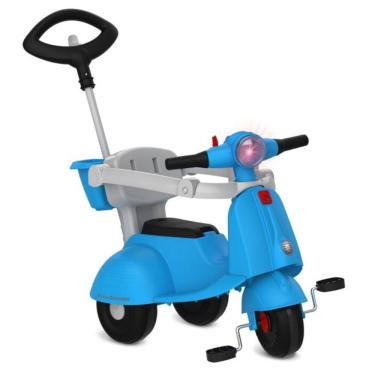 Imagem de Triciclo Infantil de Passeio e Pedal Banderetta 1245 com Assento Ergonômico e Luz de LED Azul Brinquedos Bandeirante