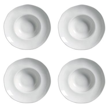Imagem de Conjunto de Pratos para Massa e Risoto Orgânico New White 4 Peças Cerâmica Liso Branco Porto Brasil