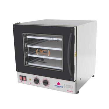 Imagem de Forno Turbo Elétrico Progás Fast Oven PRP-004 G2 em Aço Inox com Timer e Esteiras Preto 220V