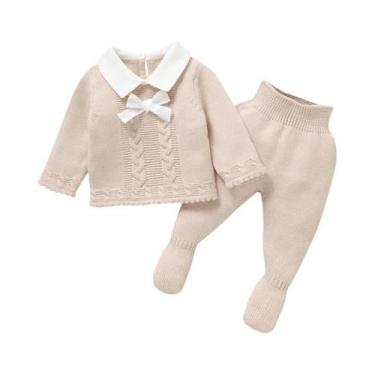 Imagem de Conjunto De Outono E Inverno Para Bebês Meninas, Gola Virada Para Baix