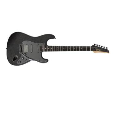Imagem de Guitarra seizi fun katana musashi hss all black sparkle satin c/ bag