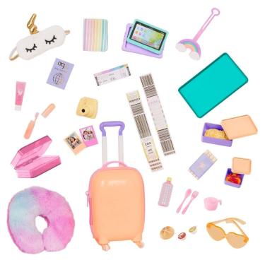 Imagem de Kit de Viagem Arco-íris para Boneca com 30 Acessórios Mala com Rodas Our Generation Candide