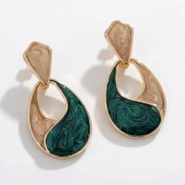 Imagem de Brinco Feminino Oval Gota Moda Fashion Delicado Minimalista - Lojas La