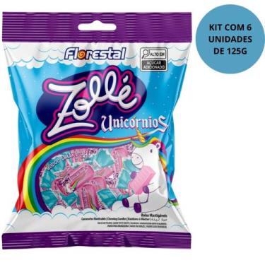 Imagem de Bala Mastigavel Zolle Unicornios tutti-frutti Florestal Kit Com 6 Unid