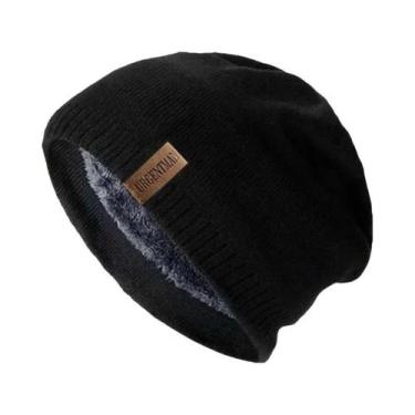 Imagem de Gorro De Inverno Unissex Em Cor Sólida, Tricotado, Quente, Forrado Com