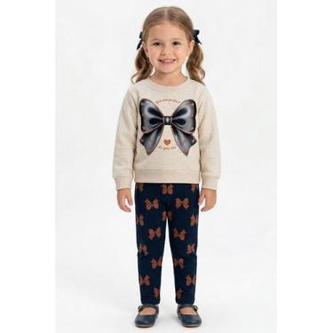 Imagem de Conjunto Menina Blusa Moletom Estampada e Legging Kyly, Mescla gelo, A