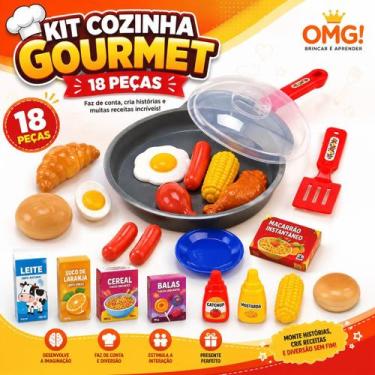Imagem de Kit Cozinha Infantil Gourmet 18 Peças  Frigideira com Comidinhas  Brin
