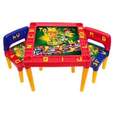 Imagem de Mesa Infantil 2 Cadeiras Com Alfabeto E Números Educativa - Toys 2u