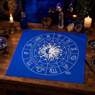 Imagem de Toalha Jogo de Cartas Zodíaco 70 x 70 cm Azul - Meta Atacado