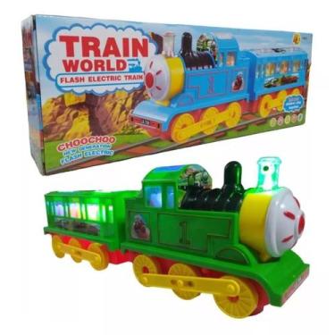 Imagem de Trem Elétrico Bate e Volta de Brinquedo Infantil Musical Com Luzes - F