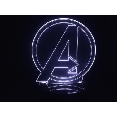 Imagem de Luminária Led 3D Simbolo Avenger Vingadores Acrílico Abajur - Geeknari