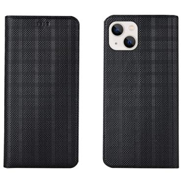 Imagem de LAHappyL Capa para iPhone 13 Pro Max/13 Pro/13/13 Mini, capa carteira de couro legítimo de luxo, com compartimentos para cartões, suporte, fecho magnético, preto, 13 mini 5,4 polegadas