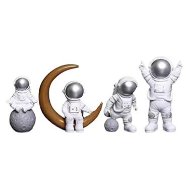 Imagem de 4 peças estátua de astrouti modelo ormento estante estante estatueta de astrouti decoração escultura decoração s, prata branca