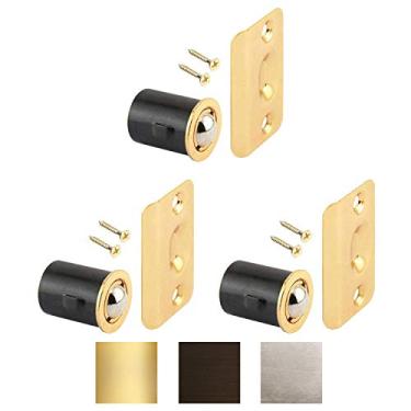 Imagem de (3 pacote) Porta de armário banhado a latão com trava de esferas com placa de greve de qualidade premium