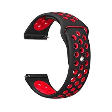 Imagem de Pulseira 20mm Sport LTimports compativel com Galaxy Watch Active 2 44mm - Galaxy Watch Active 1 40mm - Galaxy Watch 3 41mm - Galaxy Watch 42mm - GTS 2/3/4 - BIP 2/3 (Preto com Vermelho)