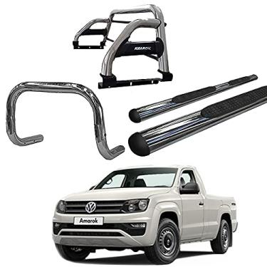 Imagem de Kit Quebra Mato + Estribo OVAL + Santo A.H2 AMAROK CS CROMO