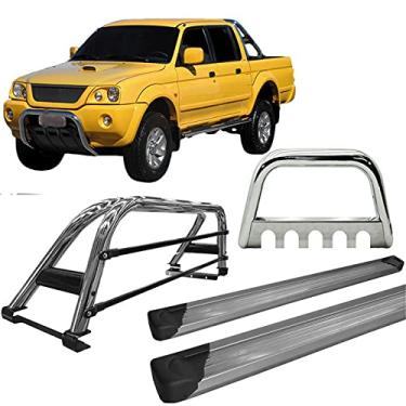 Imagem de Kit Quebra Mato +Estribo +Santo Anto Duplo L200 2004 Cromado