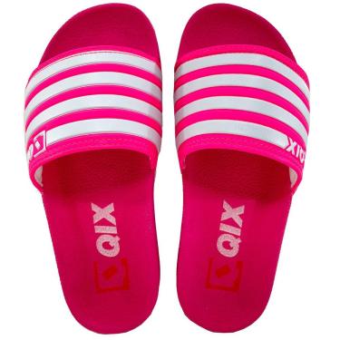 Imagem de Chinelo Slide QIX Listras Feminino - Pink e Branco