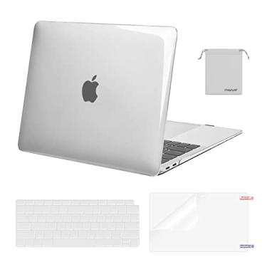 Imagem de MOSISO compatível com MacBook Air 13 polegadas, 2021-2018 A2337 M1 A2179 A1932 Tela Retina Touch ID, capa dura de plástico, capa para teclado, protetor de tela e bolsa de armazenamento, Transparente