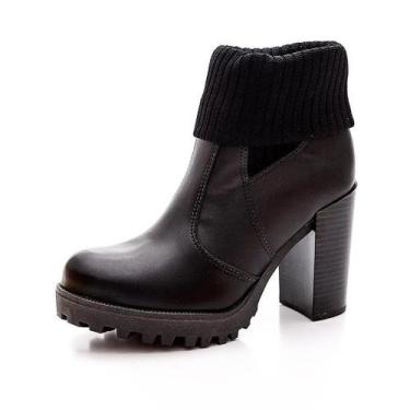 Imagem de Bota Moleca Ankle Casual Com Cano Recortado Preto 253606