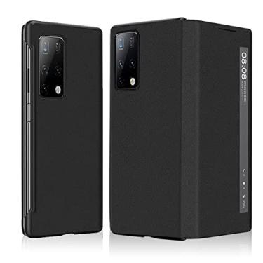 Imagem de For Huawei Mate X2 Leather Texture Horizontal Flip Phone Case with Smart Touch Call Display ID