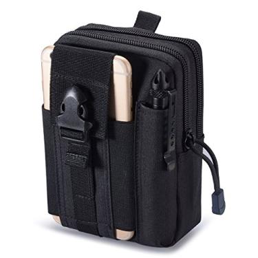 Imagem de Bolsa tática Molle EDC masculina, cinto de cintura, compacta, para uso ao ar livre, multiuso, com suporte para coldre para celular