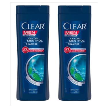 Imagem de Kit 2 Shampoo Clear Men Ice Cool Menthol Anticaspa Refrescar