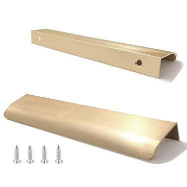 Imagem de Puxadores de gaveta de móveis estilo moderno com 10 puxadores de gavetas, latão, 150 mm