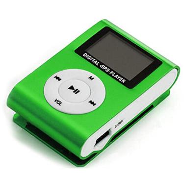 Imagem de Mini Leitor de Música MP3 Portátil Metal Clip-on Leitor MP3 com Tela LCD Suporte Cartão TF Ampla Aplicação Verde