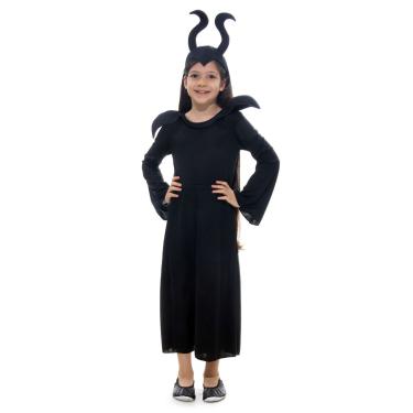 Imagem de Fantasia Rainha do Mal Malévola Vestido Infantil com Tiara - Halloween
 G