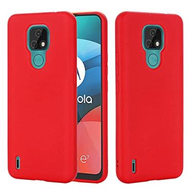 Imagem de YUNCHAO Caixa de telefone Para Motorola Moto E7 2020 Pure Color Liquid Silicone Chegar à prova de choque de choques de cobertura capa para celular