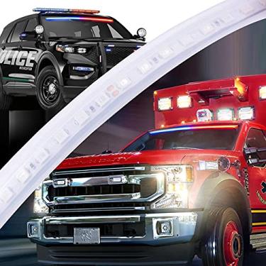 Imagem de EMIHO Faixa de luz LED 124 cm Janela traseira Painel da porta traseira Barra de luz de grade central Aviso de emergência piscante faixa de segurança estroboscópica para caminhão de reboque pickup caminhão bombeiros veículo de emergência (vermelho e azul)