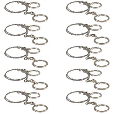 Imagem de NNNJunhua Serra de Fio de Aço Inoxidável Camping Serra de Corrente de Sobrevivência Bolso Equipamento de Sobrevivência Ao Ar Livre Kit de Serra de Mão Portátil Ferramenta de Serra de Mão Caça Caminhada Corte de Árvore 10 Peças