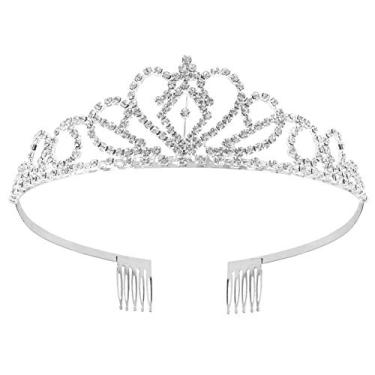 Imagem de NODG Tiaras de prata para meninas Tiaras e coroas de cristal para mulheres meninas princesas coroas elegantes com pentes faixas de cabelo femininas nupcial casamento formatura festa de aniversário faixas de cabelo para mulheres