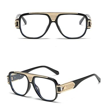 Imagem de Óculos de sol quadrado steampunk masculino de luxo designer de armação grande óculos de sol feminino masculino vintage óculos pretos uv400, ouro preto claro, tamanho único