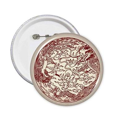 Imagem de Broche de retrato de animal com dragão chinês fênix mosca 5 peças