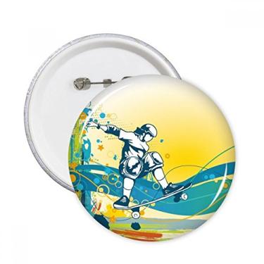 Imagem de Skate esportivo ilustração colorida pinos redondos botão emblema decoração acessório 5 peças