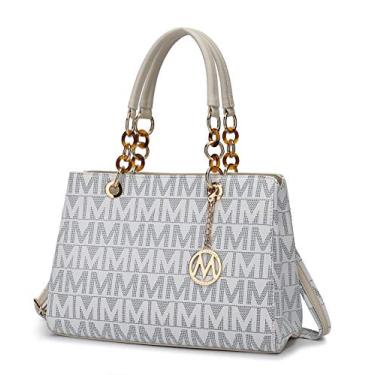 Imagem de MKF Collection Bolsa tiracolo feminina, alça de ombro – Livro de bolso de couro PU – Bolsa feminina com alça superior, Ansera Branca, Large