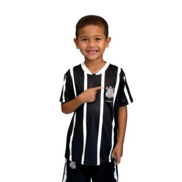 Imagem de Camiseta Infantil Corinthians Listras Preta - Torcida Baby