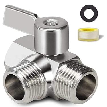 Imagem de Válvula de desvio de 3 vias de aço inoxidável 304 para chuveiro de mão e cabeça de pulverização fixa, válvula de desvio de braço de chuveiro G de 1,27 cm com cabo longo de aço inoxidável para chuveiro de banheiro divisor de água