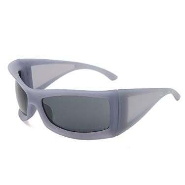 Imagem de Óculos de sol Cat Eye para mulheres Óculos de sol para homens Vintage Wrap Around Punk Óculos, C3 Roxo Cinza, Tamanho único