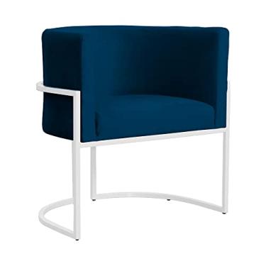 Imagem de Poltrona Luana para Escritório Base Branca Veludo Cores - DS Estofados