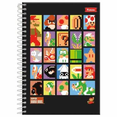 Imagem de Caderno Espiral Universitário Super Mario Bros 96 Folhas Foroni