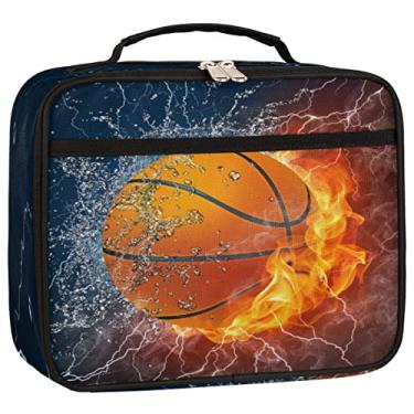 Imagem de Lancheira de basquete infantil com isolamento térmico para meninos e meninas, recipiente de alimentos reutilizável, bolsa quente para escola, trabalho, escritório, praia
