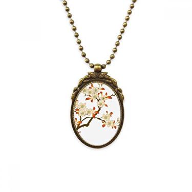 Imagem de DIYthinker Colar antigo com pingente de contas vintage com estampa de folhas de flor, papel de parede