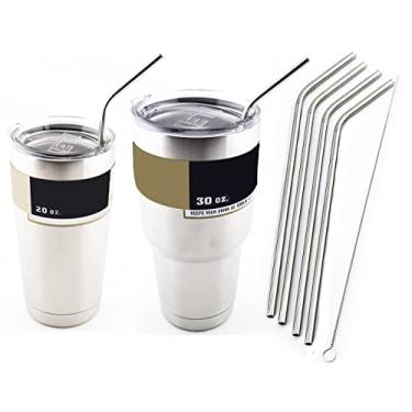 Imagem de (4 Bend Straws) - 4 Bend Stainless Steel Straws fits 590ml & 890ml Yeti Tumbler Rambler Cups - CocoStraw Brand Drinking Straw