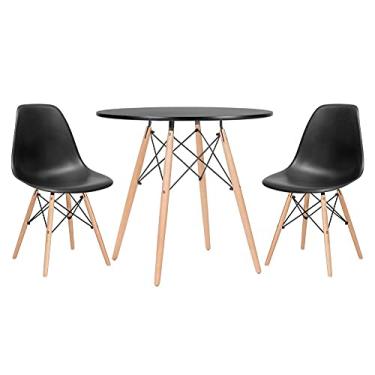 Imagem de Loft7, Kit - Mesa redonda Eames 80 cm preto + 2 cadeiras Eiffel Dsw Preto
