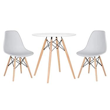 Imagem de Loft7, Kit - Mesa redonda Eames 70 cm branco + 2 cadeiras Eiffel Dsw Cinza claro
