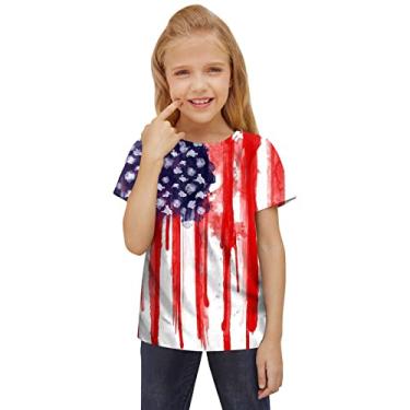 Imagem de Dia da Independência para crianças 4 de julho camisetas estampadas em 3D meninos meninas novidade vestido de verão infantil curto (vermelho, 4-5 anos)